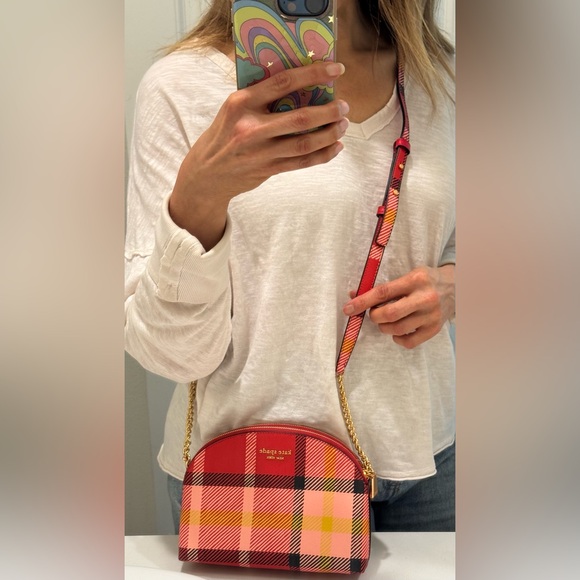 Kate Spade Morgan Museum Plaid Dome Crossbody with dust bag NWOT - Picture 4 of 14